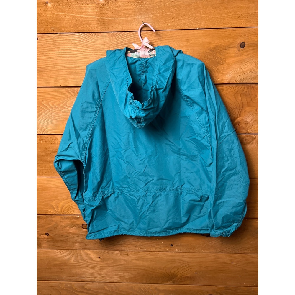 LL Bean‎ Teal Blue Pullover Anorak Jacket Hooded Lightweight Women M Vintage USA - Picture 5 of 10